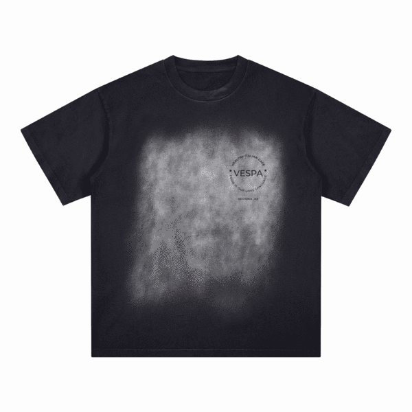 Square Patch Monkey Washed Drop Shoulder T-Shirt - 250 GSM