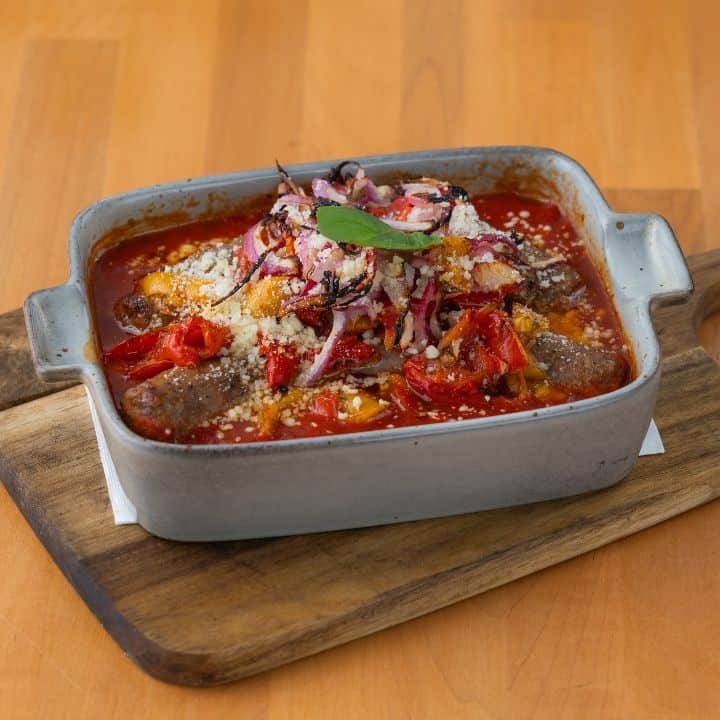 Sausage & Peppers at Vespa Healthy Italian Cafe in Sedona